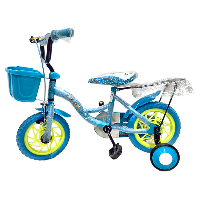 E-M-C 追風兒童腳踏車 水藍色 安全材質 配備輔助輪 座椅高度可調節 兒童/幼兒用, 84cm, 1台