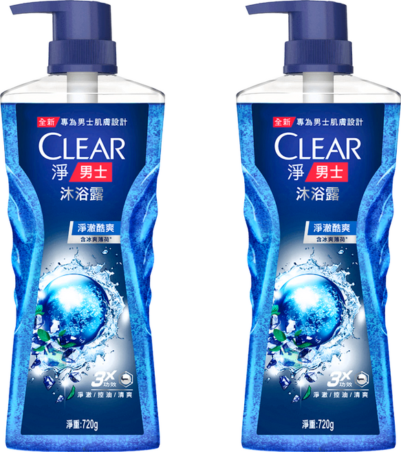 CLEAR 淨 男士平衡控油沐浴露 淨澈酷爽, 720g, 2瓶