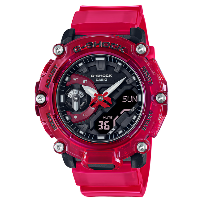 CASIO 卡西歐 G-SHOCK 運動手錶 GA-2200SKL-4ADR 耐衝擊結構 指針數位雙顯, 桃紅色, 1支