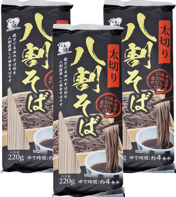 高尾製粉 厚切八割蕎麥麵, 220g, 3包