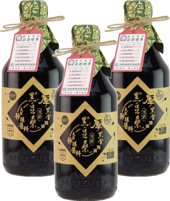 黑豆桑 天然極品頂級厚黑金醬油, 550ml, 3瓶