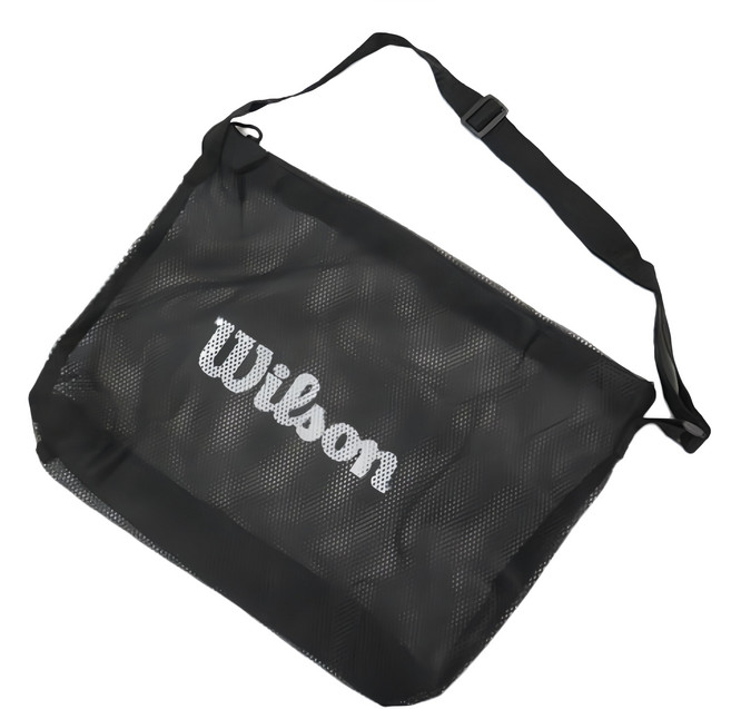Wilson 單顆裝側背網袋 球網袋 WISGBBAG, 黑色, 1個