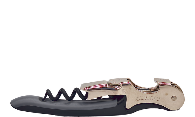 AMBROGIO SANELLI 山里尼 Murano 兩段式開瓶器 義大利製 不鏽鋼塑料, 黑色 + 銀色, 1個