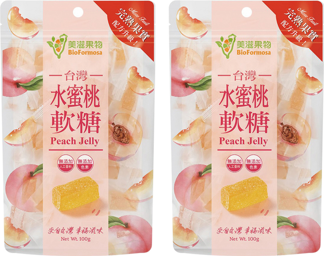 BioFormosa 美滋果物 水蜜桃果汁軟糖, 100g, 2包