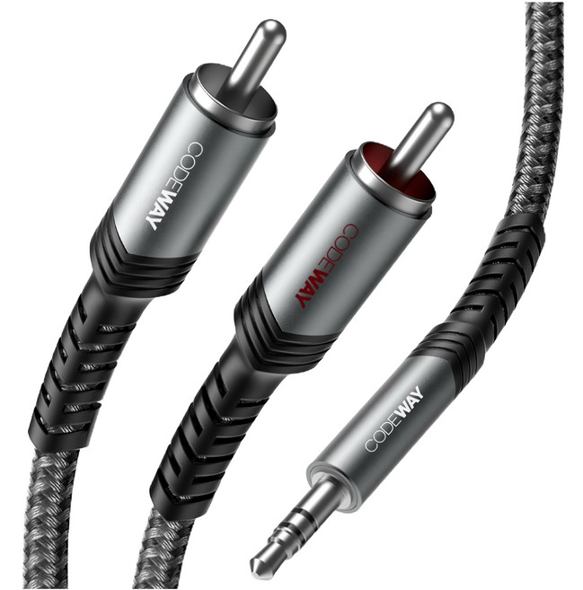 CODEWAY 3.5mm to 2RCA 高傳真音質 音源線 適用各類音響設備 5m, 黑色, 單一商品, 1條