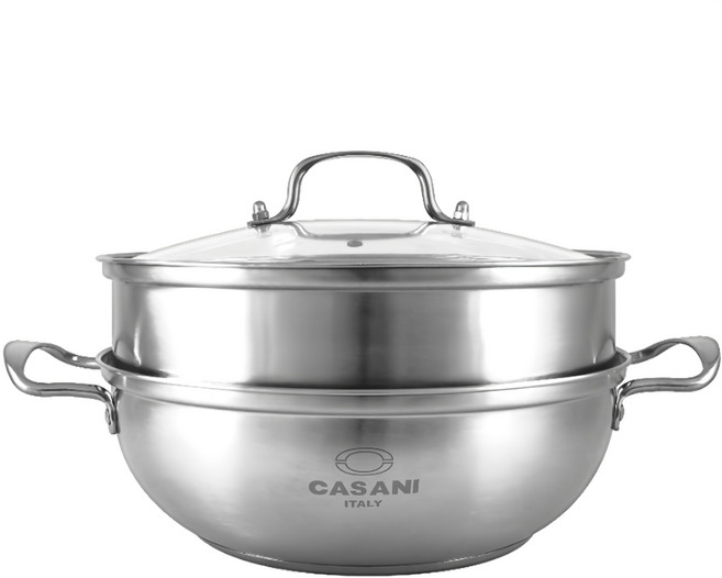 CASANI Carita 雙層蒸鍋套裝 帶玻璃蓋, 30cm, 1個