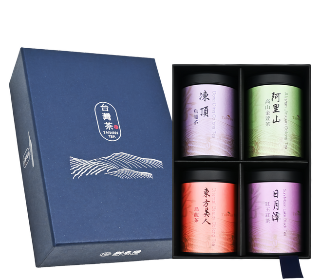新東陽 臻選台灣茶禮盒2號, 凍頂烏龍茶 + 阿里山金萱茶 + 日月潭紅茶 + 東方美人茶, 1盒