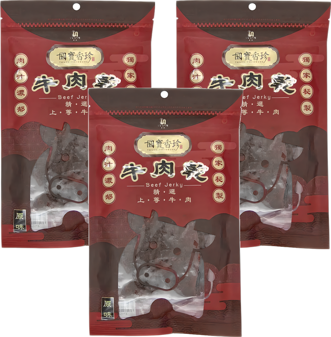 TASTY TREASURE 國寶香珍 牛肉乾 原味, 100g, 3包
