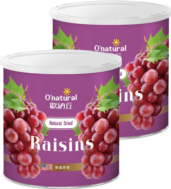 O'natural 歐納丘 美國加州 火焰天然葡萄乾, 360g, 2罐