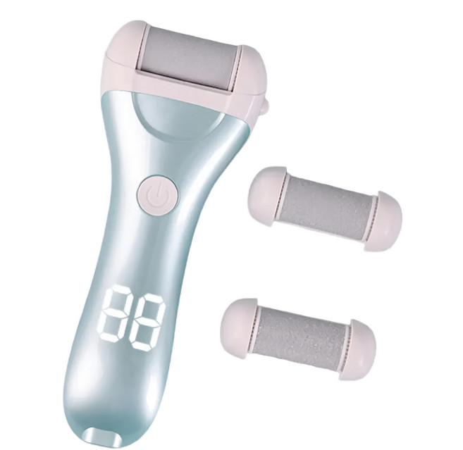 數顯電動磨腳皮機 附3磨頭 全身水洗 數顯電量, 藍色, ZCA013