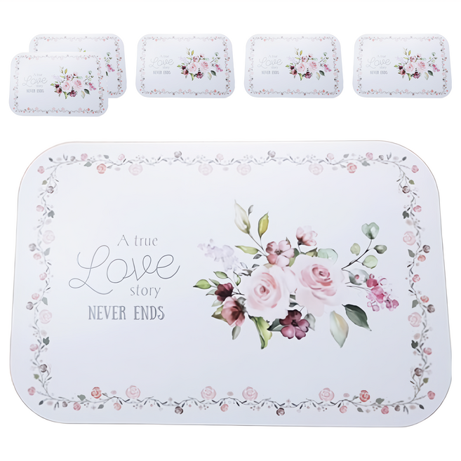 Sinaliving 餐墊 6個, 43.5 x 28.5cm, 玫瑰款