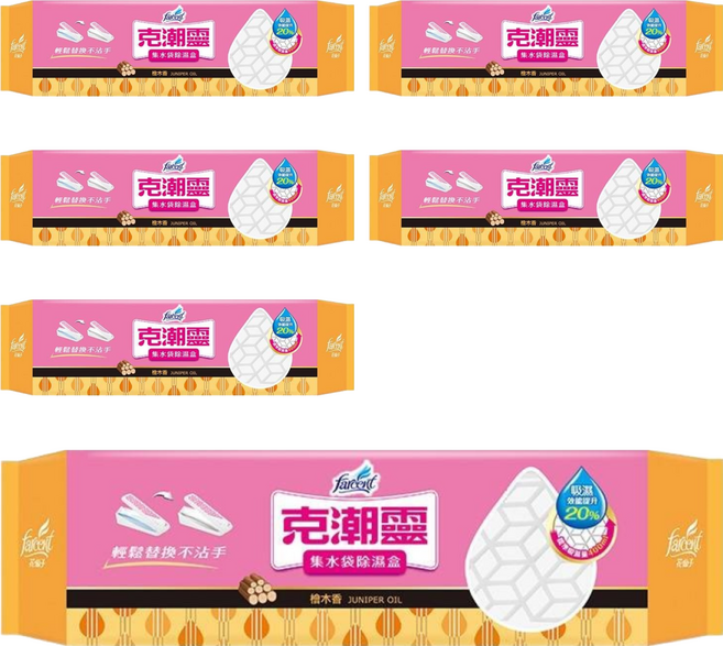 Farcent 花仙子 克潮靈 集水袋除濕盒 檜木香, 180g, 6盒
