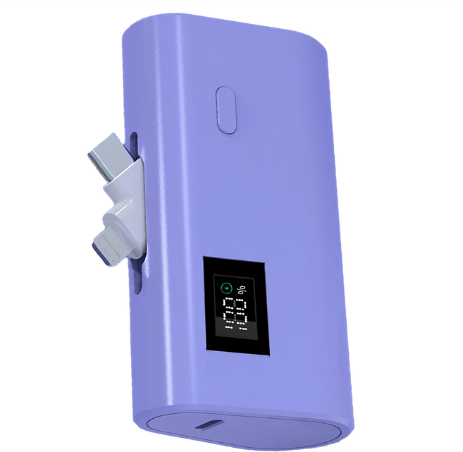 WANGKE 旺科 5000mAh 直插式行動電源 22.5W雙口輸出 Type-C+Lightning專利雙切換 130g, 單一型號, 紫色