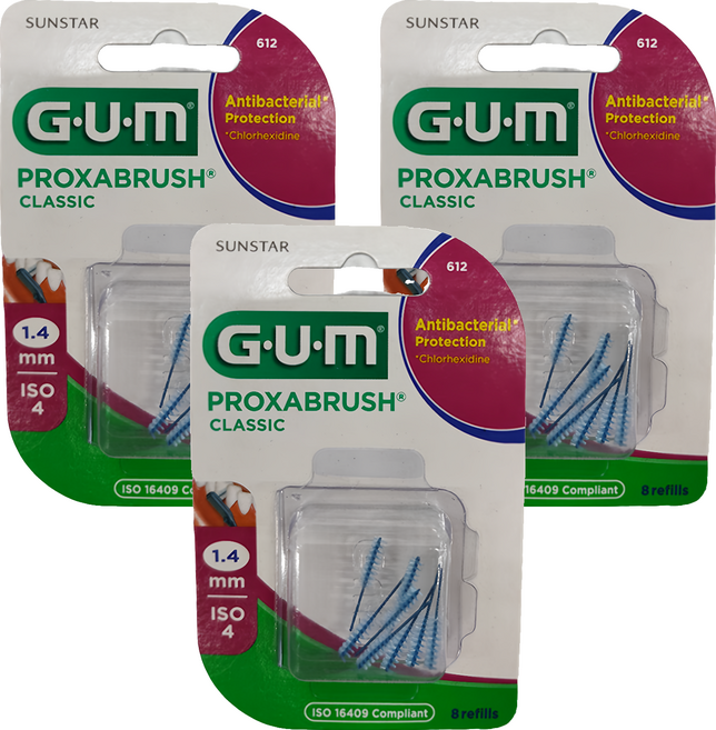 SUNSTAR 三詩達 G.U.M 牙間刷補充組 桃色, 1.4mm, 8支, 3盒