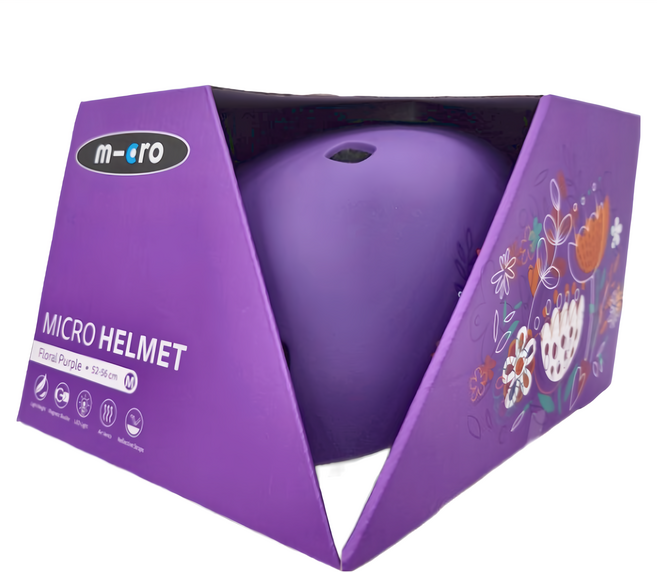 Micro Scooters 活動滑板用防護頭盔, 紫色花朵, 1個
