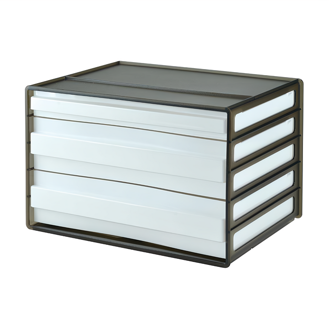 SHUTER 樹德 桌上型文件櫃 DDH-121, 黑透白抽, 3層