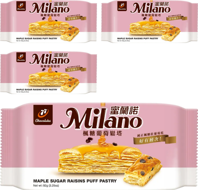 77 Milano 蜜蘭諾楓糖葡萄鬆塔 純正楓糖佐葡萄乾, 92g, 4包