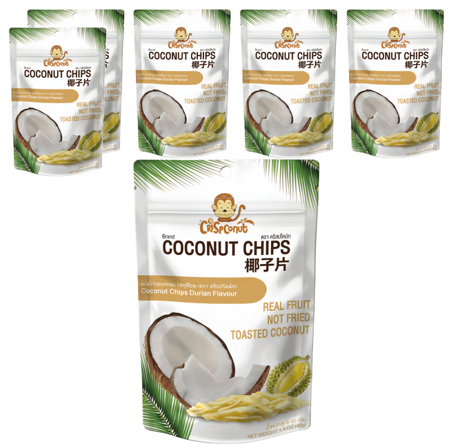 Crispconut 猴子 椰子脆片 榴槤味, 240g, 6包