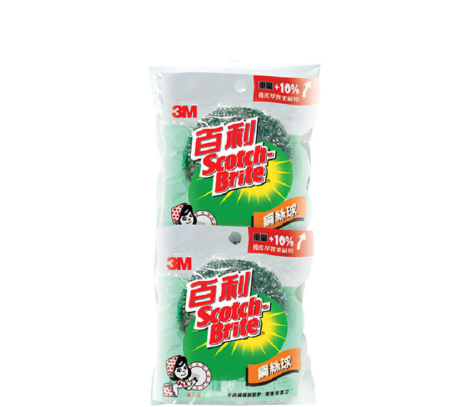 3M Scotch-Brite 百利 鋼絲球 重量提升版 55g, 2入, 1組