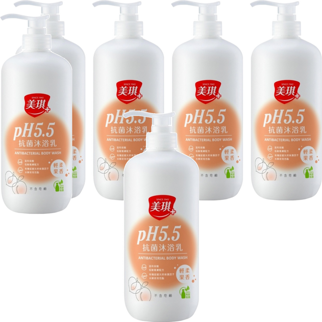 美琪 PH5.5 抗菌沐浴乳 輕柔果香, 1L, 6瓶
