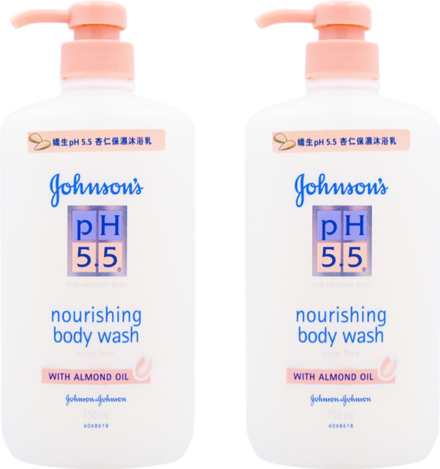 嬌生嬰兒PH5.5杏仁保濕沐浴乳 750ml 經皮膚科檢測 100%不含皂, 2瓶