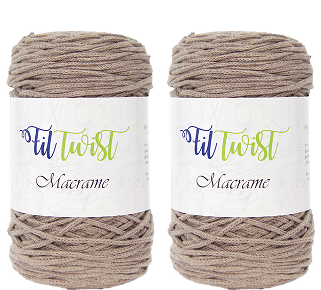 SEVY Fil Twist Macrame系列 編織棉線 Set 250公尺, 可可米色, 2個