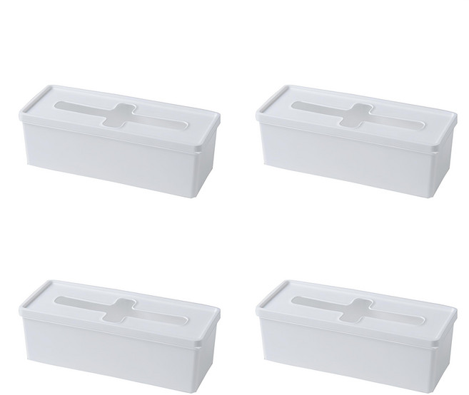 GUNU 水槽抽屜長方形收納盒, 4個, 白色