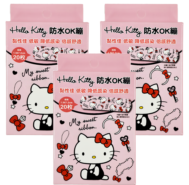 Comfo Pore 康膚寶 Hello Kitty 防水ok繃 連續版, 20片, 3盒