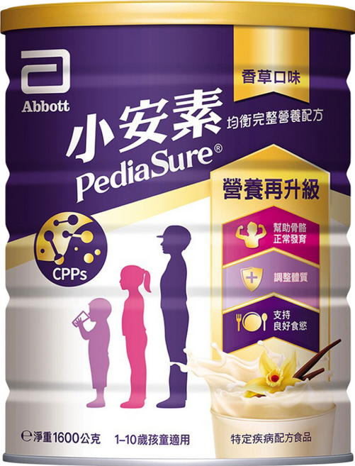 Abbott 亞培 PediaSure 小安素 PEPTIGRO均衡完整營養配方奶粉 香草口味, 1.6kg, 1罐