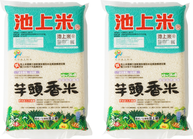 池上多力米 芋香米, 2.2kg, 2袋, CNS二等白米