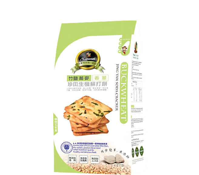 珍田生機 竹鹽蕎麥生機蘇打餅 香蔥, 162g, 1包