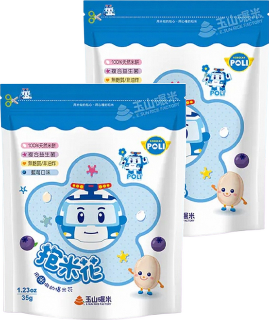 玉山碾米 抱米花 益生菌米餅, 藍莓, 35g, 2包
