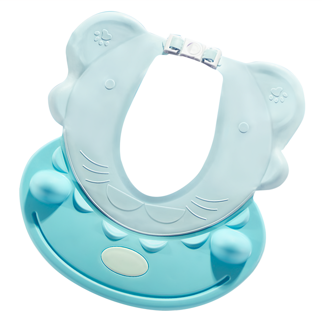 第三代河馬造型嬰兒防水護耳洗髮帽 適齡3歲以上, 淺藍色, 1個