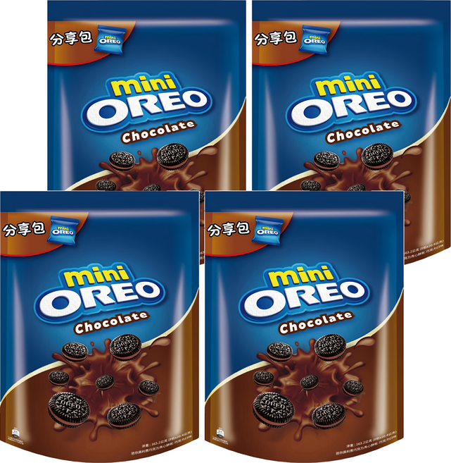 OREO 奧利奧 迷你夾心餅乾 巧克力口味分享包 8包入, 20.4g, 4袋