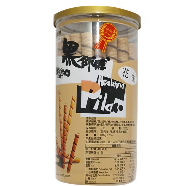 Healthful 黑師傅 捲心酥 花生口味, 200g, 1罐