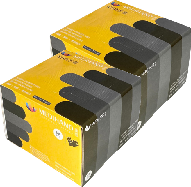 MEDIHAND 美恆 NBR手套 薄款 50個, 黑色, XL, 2盒