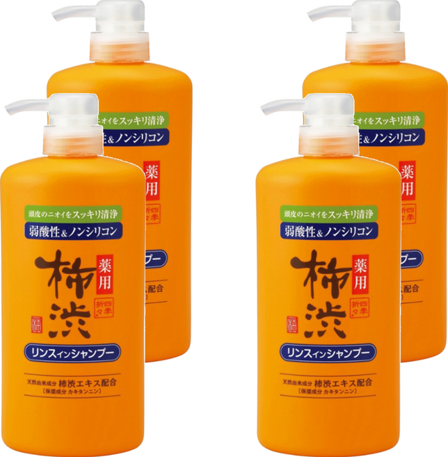 KUMANO 熊野油脂 四季 柿 洗髮精, 600ml, 4瓶