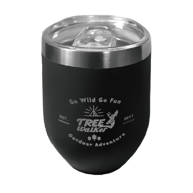TREEWALKER 304不鏽鋼保溫蛋型杯 305ml 黑色 露營戶外 11.5 x 7.7 205g 1個