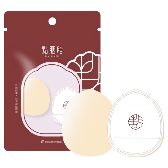 點胭脂 台灣公司貨 小奶肌 拍拍海綿, 米黃色, 2個
