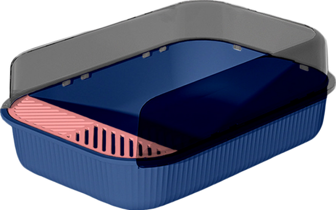 半封閉貓砂盆 PP材質, 冰島藍, 1組