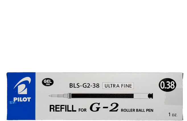 PILOT 百樂 G-2 中性筆芯 BLS-G2-38 0.38mm, 黑色, 12支