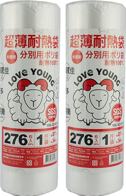 LOVe YOUnG 樂芙羊 捲式超薄耐熱袋, 1斤(34 x 27cm), 276張, 2捲