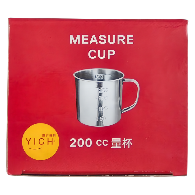 YICH 優廚餐具 不鏽鋼帶刻度量杯 200cc 3個 銀色