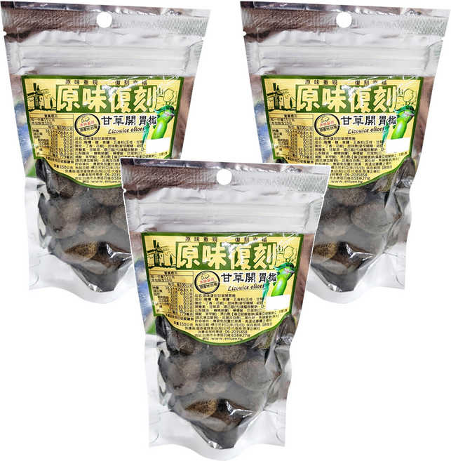 原味復刻 甘草橄欖, 150g, 3包