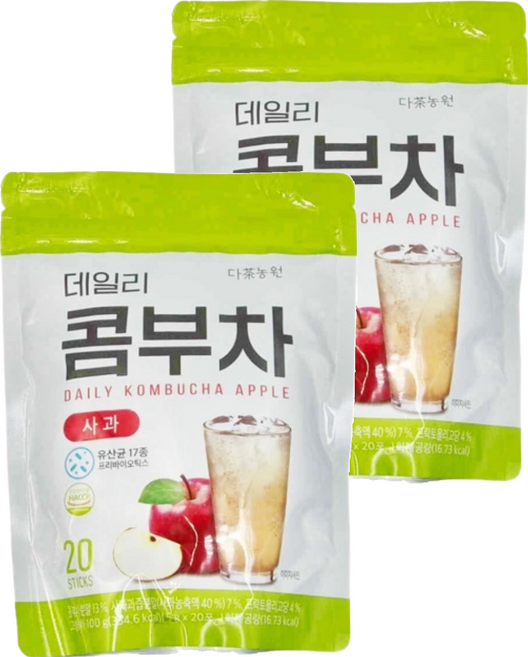 Danongwon 乳酸菌康普茶 蘋果, 5g, 20條, 2袋