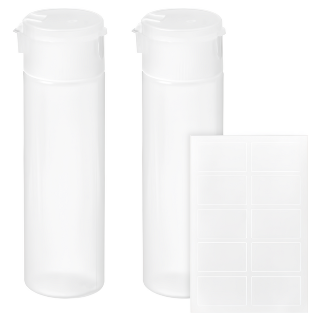 comet 掀蓋式分裝瓶 50ml 附標籤貼紙, 透明色, 2瓶