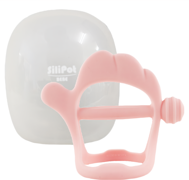 SiliPot 韓國 美力沽造型固齒器 鉑金矽膠材質 無雙酚A 熱水消毒 幫助按摩牙齦, 固齒器 + 收納盒, 手形 粉紅色, 1個