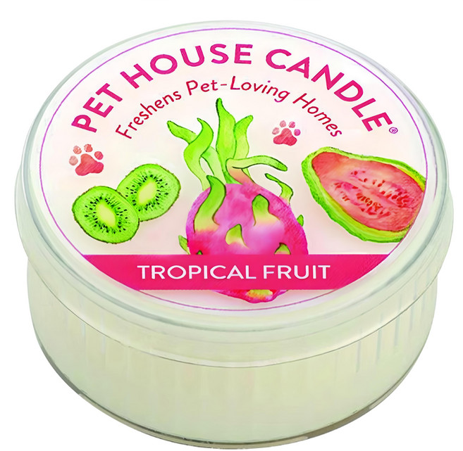 PET HOUSE 室內除臭寵物香氛蠟燭 熱帶水果, 43g, 1罐