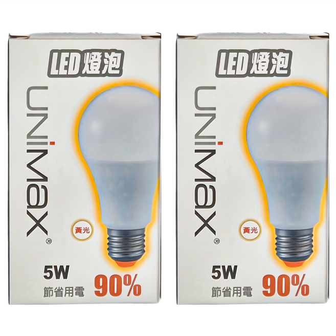 UNiMaX 美克斯 LED燈泡 5W, 黃光, 2個