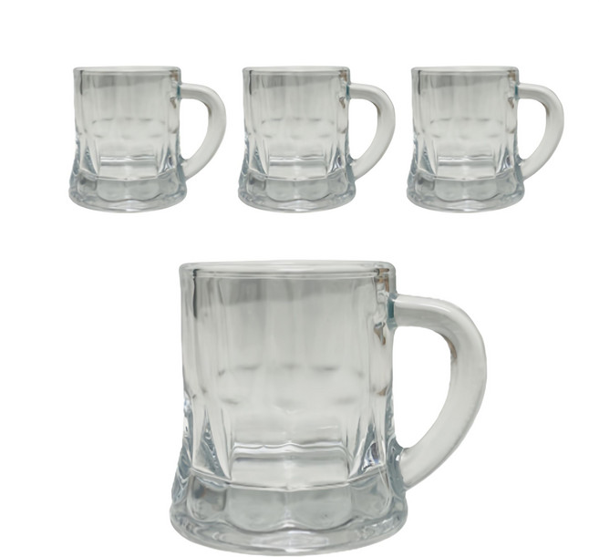 Haeroom 迷你手柄燒酒杯4件組, 透明色, 1組